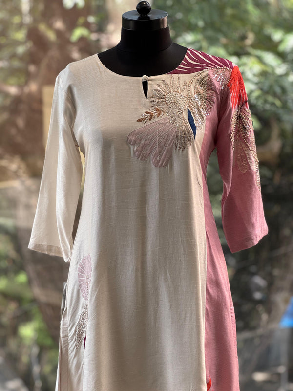 Cream Colour Block Co Ord