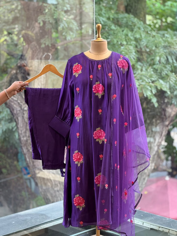 Purple Hand Weaving Suit