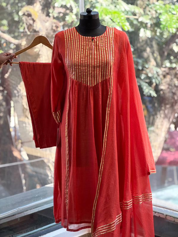 Orange Chanderi Suit