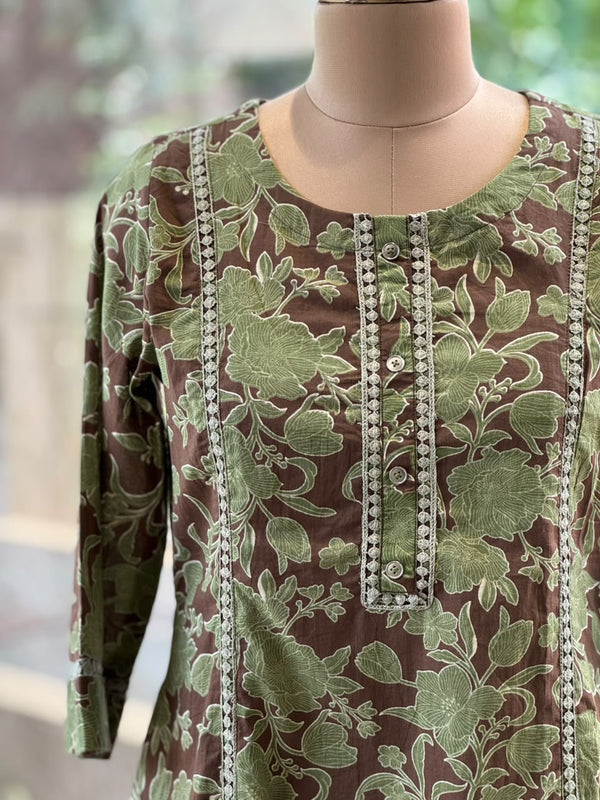 Brown Floral Print Tunic