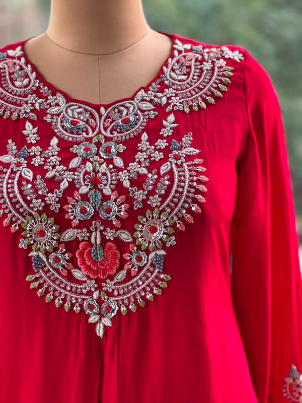 Red Skirt Set