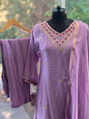 Mauve Mul Chanderi Dupatta Set