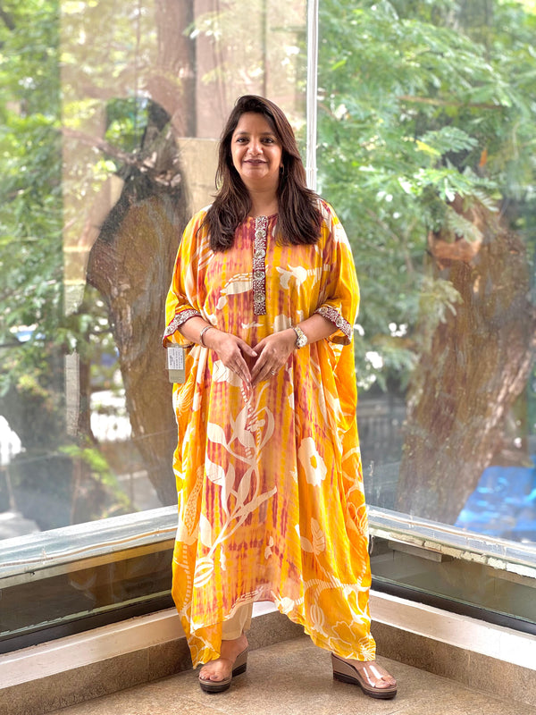 Yellow Floral Kaftan Co Ord