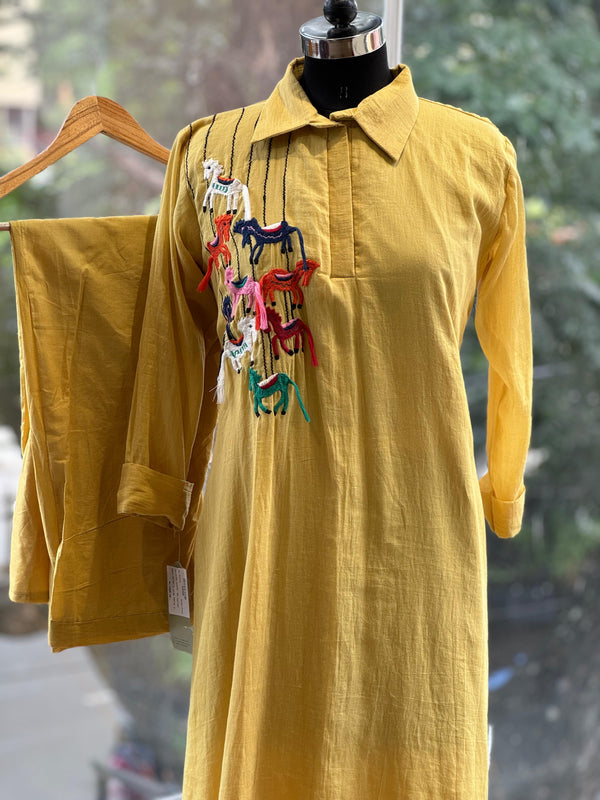 Yellow Embroidered Co ord