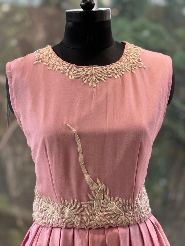 Pink Embroidered Cape Set