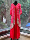 Red Bandhej Jacket Gown
