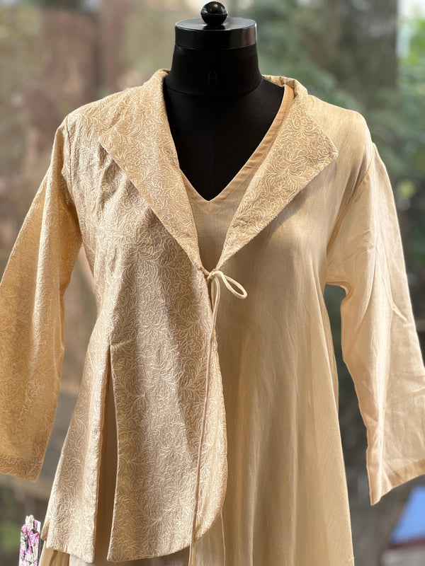 Beige Jacket Style Tunic