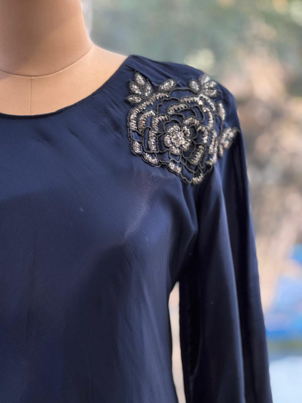 Dark Blue Tie Knot Tunic