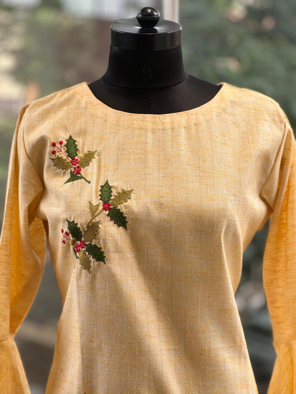 Yellowish Embroidered Tunic