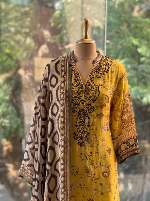 Yellow Digital Print Suit