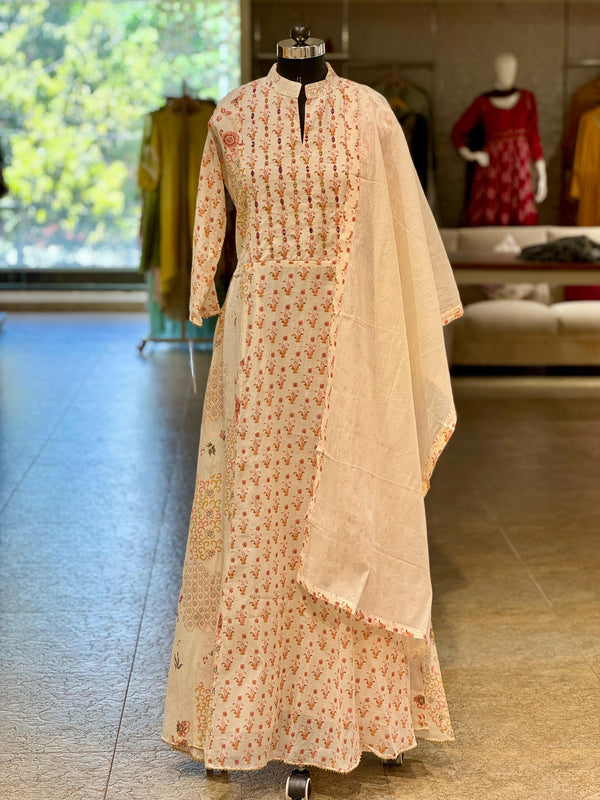 Off White Mirror Yolk Dupatta Set