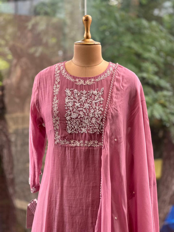 Pink Mul Chanderi Suit