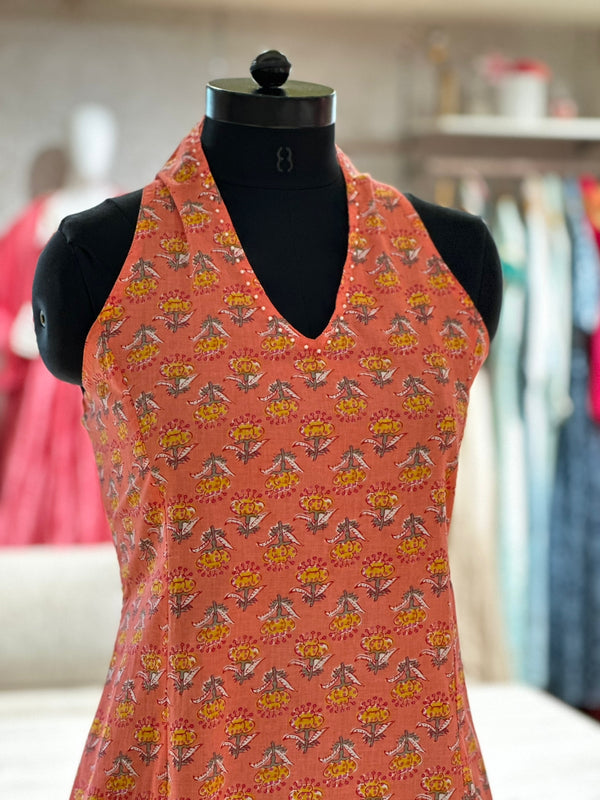 Peach Halter Neck Co Ord