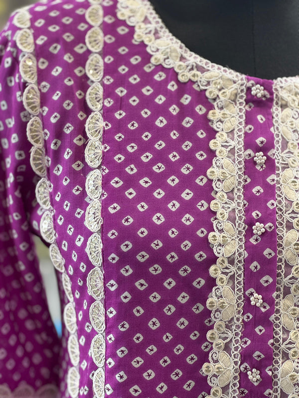 Purple Bandhej Print Co Ord