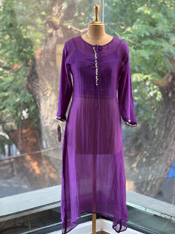 Purple Mul Suit with Shibori Dupatta