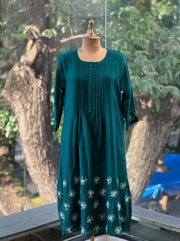 Teal Blue Mul Chanderi Suit