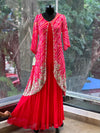 Red Bandhej Jacket Gown