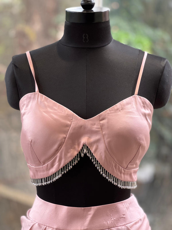 Pink Jacket Style Skirt Set