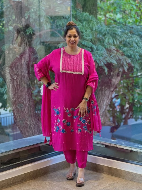 Rani Pink Dupatta Set