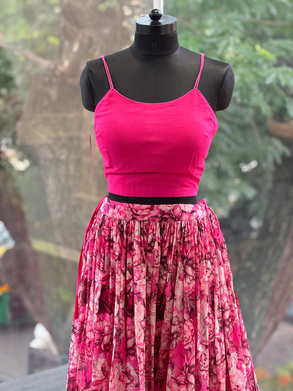 Pink Floral Lehenga