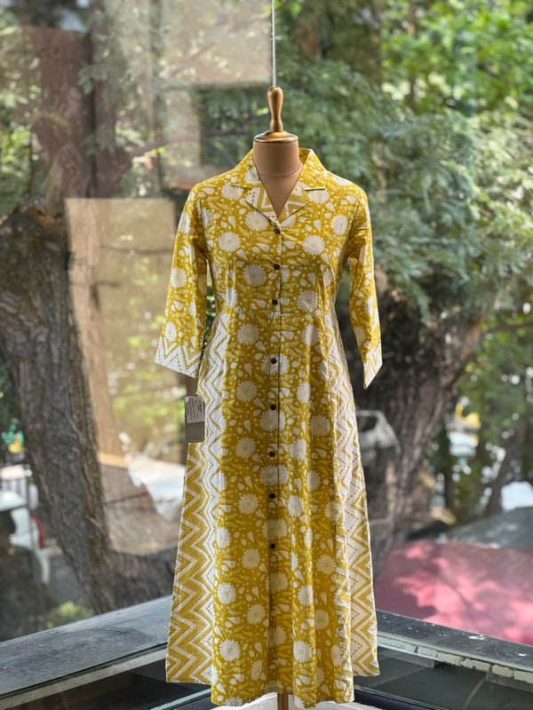 Yellow Floral Print Aline Tunic