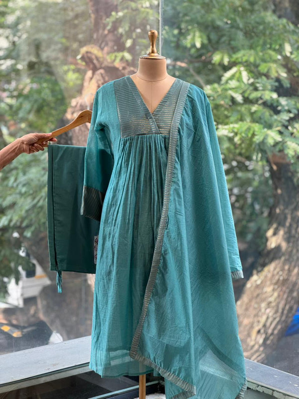 Blue Tissue Yoke Suit