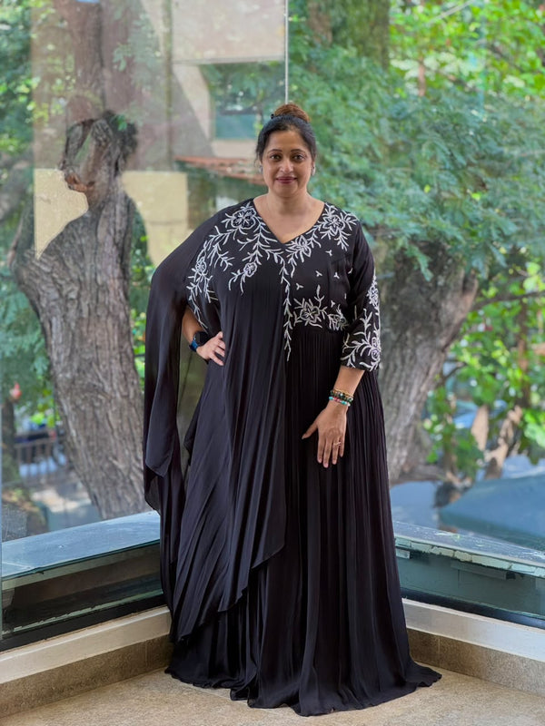 Black One Side Kaftan Gown