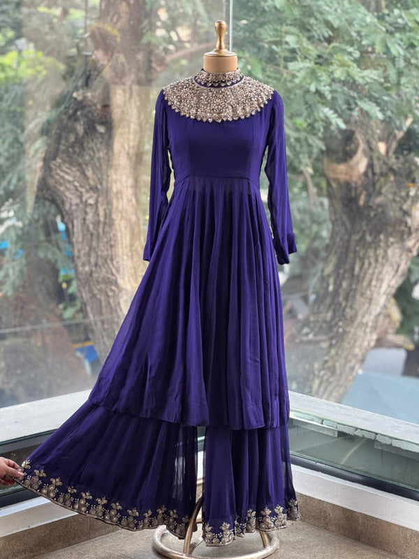 Purple Sharara Set
