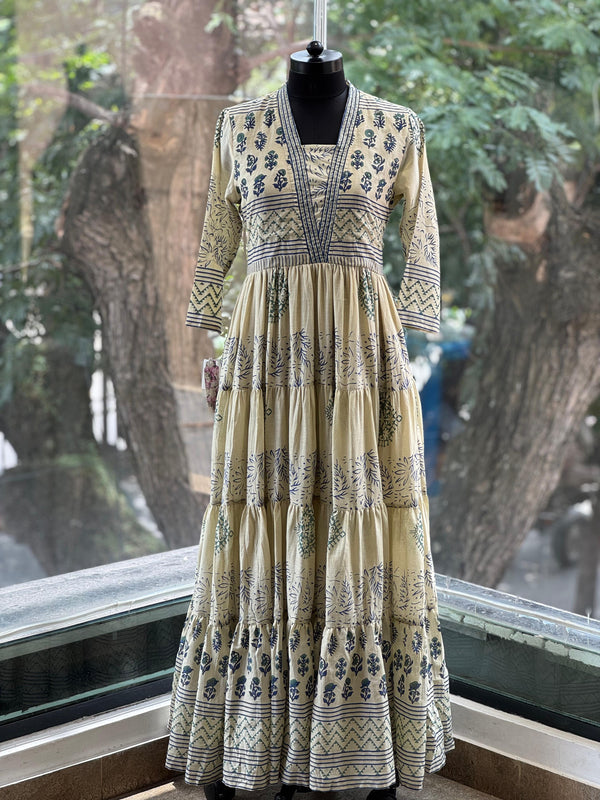 Beige Block Print Tunic