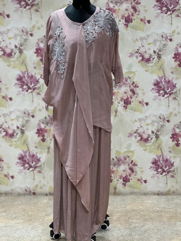 Mauve Hand Work Palazzo Set