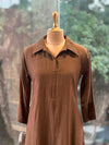 Brown Mul Tunic With Embroidery