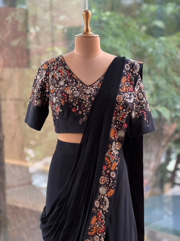 Black Intricate Drape Saree