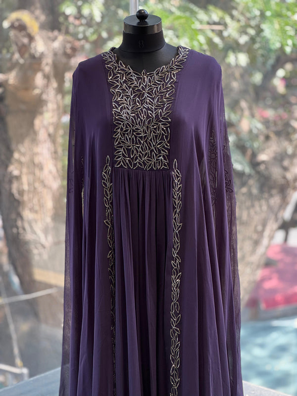 Mauve Pipe Work Gown
