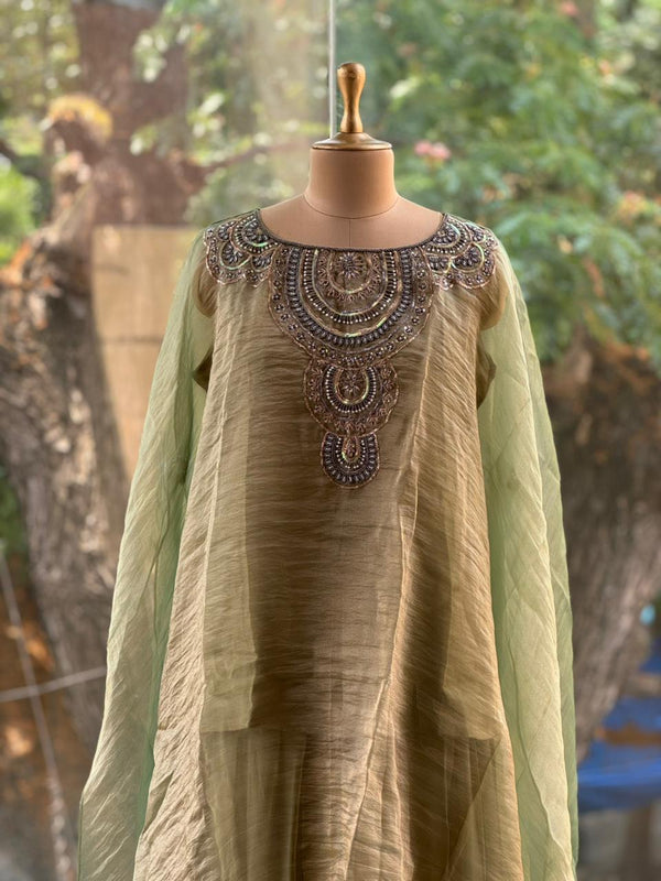 Green Glass Tissue Kaftan Co Ord