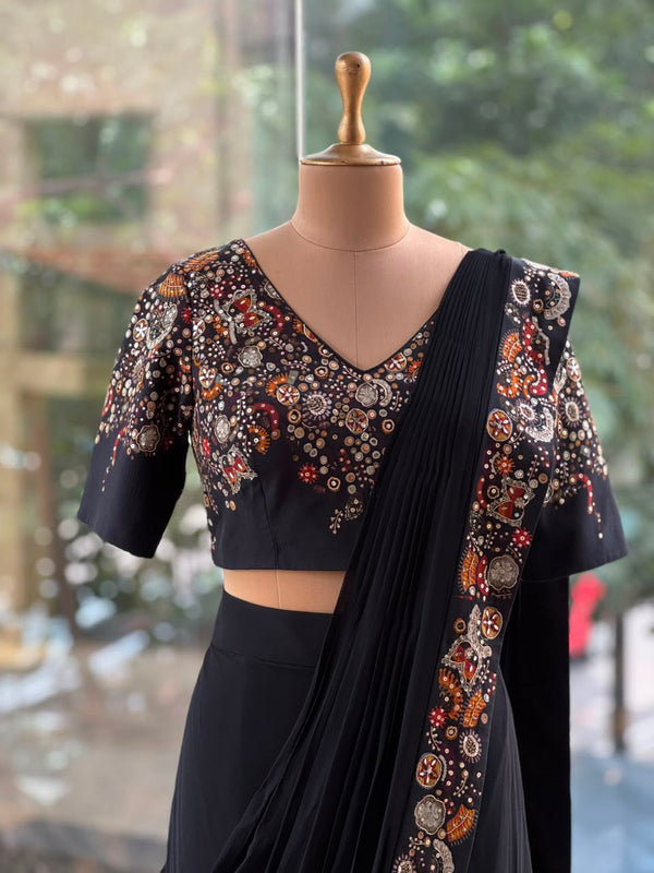 Black Intricate Drape Saree