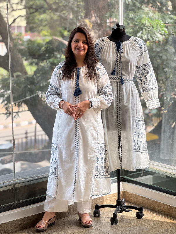 White Embroidered Co Ord