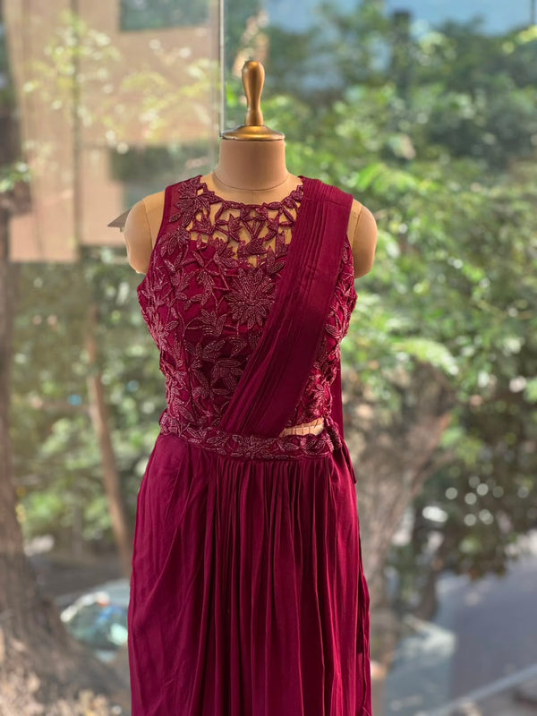 Maroon Intricate Work Drape