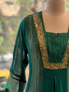 Green Tissue Panel Dupatta Set