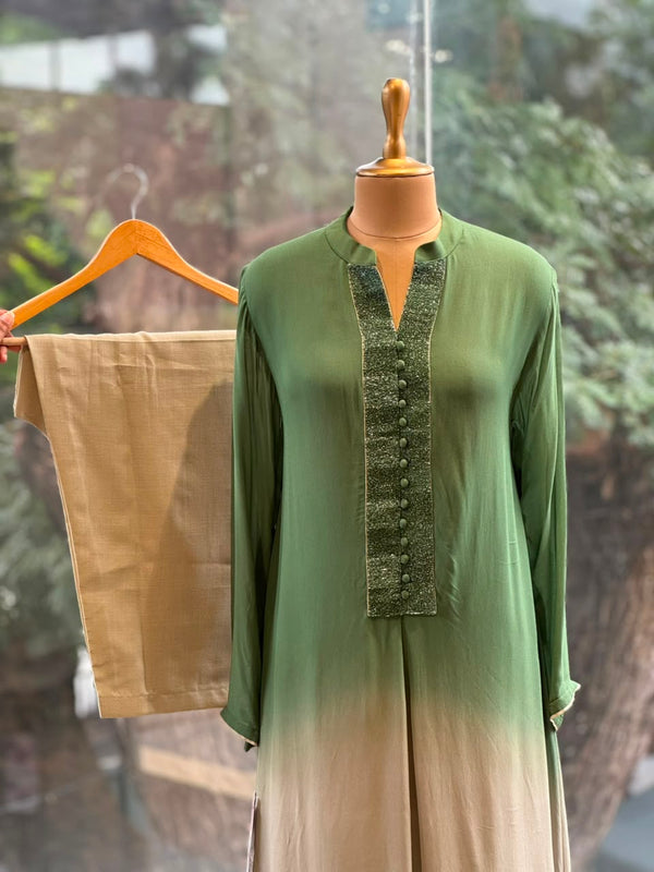 Green Shaded Kurta Set
