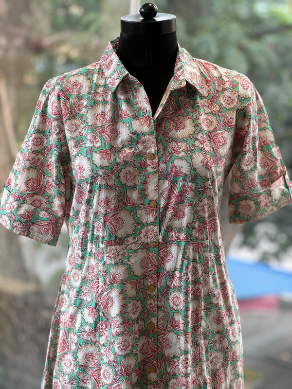 Floral Shirt Style Tunic
