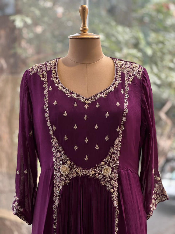 Purple Handwork Gown