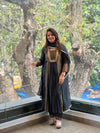 Black Tissue Panel Dupatta Set