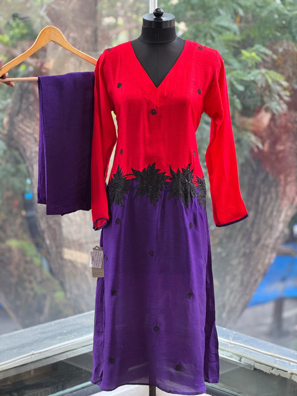 Red Color Block Co Ord