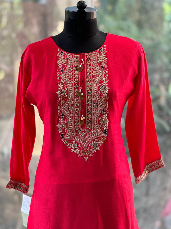Red Yolk Zardozi Work Co Ord