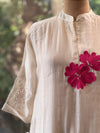Pink Floral Embroidery Tunic