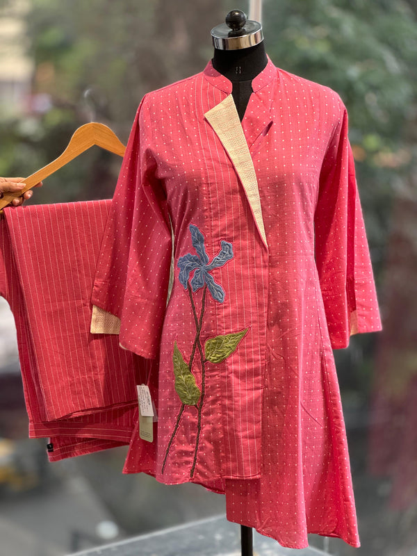 Pink Handloom Dot Co Ord