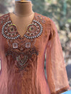 Peach Gold Tissue Dupatta Set