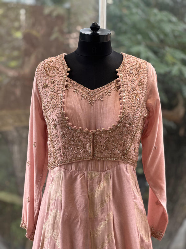 Peach Banarsi Gown