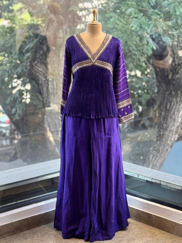 Purple Crushed Palazzo Set