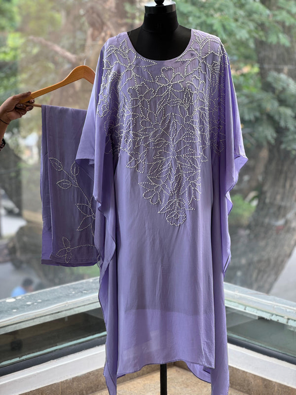 Light Purple Knot Work Kaftan Set